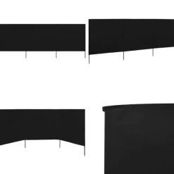 Vindskydd 3 paneler tyg 400x160 cm svart - Vindskärm - Vindskärmar - Home & Living