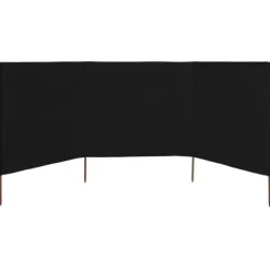 Vindskydd 3 paneler tyg 400x160 cm svart - Vindskärm - Vindskärmar - Home & Living