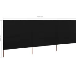 Vindskydd 3 paneler tyg 400x160 cm svart - Vindskärm - Vindskärmar - Home & Living
