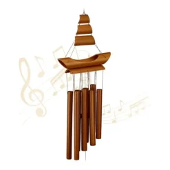 Vindspel, Bambuseka Båt, 72x20x6 cm, Brun