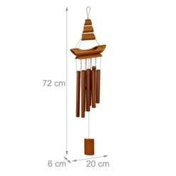 Vindspel, Bambuseka Båt, 72x20x6 cm, Brun