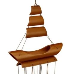 Vindspel, Bambuseka Båt, 72x20x6 cm, Brun