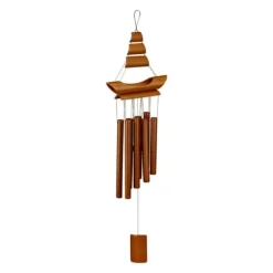 Vindspel, Bambuseka Båt, 72x20x6 cm, Brun