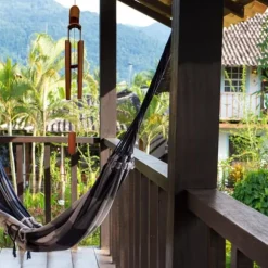 Vindspel, Bambutak med spets, 68x14x7 cm, Brun