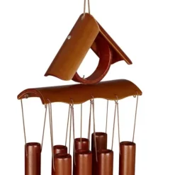 Vindspel, Bambutak med spets, 68x14x7 cm, Brun