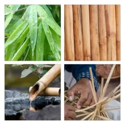 Vindspel, Bambutak med spets, 68x14x7 cm, Brun