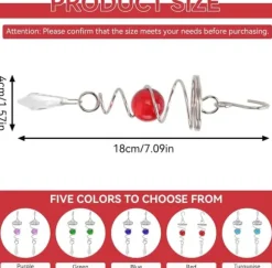 Vindspel för trädgård och trädgård, 2 blickbollar med spiralformade vindspel, metallvindspel, dekorativa vindspel för utomhusbruk (röd)
