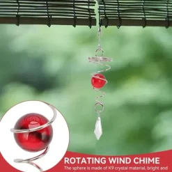 Vindspel för trädgård och trädgård, 2 blickbollar med spiralformade vindspel, metallvindspel, dekorativa vindspel för utomhusbruk (röd)