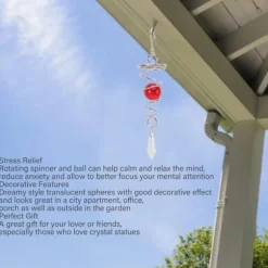 Vindspel för trädgård och trädgård, 2 blickbollar med spiralformade vindspel, metallvindspel, dekorativa vindspel för utomhusbruk (röd)