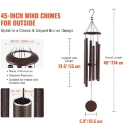 Vindspel för utomhusbruk, 1143 mm aluminium, hållbar och melodisk ljudupplevelse, perfekt som gåva eller minne
