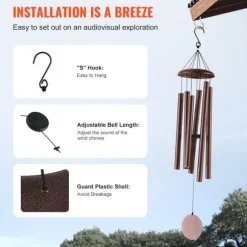 Vindspel för utomhusbruk, 1143 mm aluminium, hållbar och melodisk ljudupplevelse, perfekt som gåva eller minne