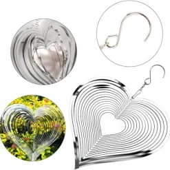 Vindspel Hjärta / Dekoration för Trädgård & Balkong – Rostfritt Stål