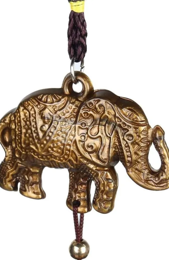 Vindspel, vintage lövelefant gynnsamma hängande ornament, lycka feng shui klockor brons, kinesiska vindspel heminredning