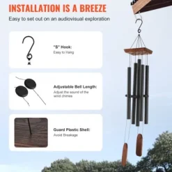 Vindspel, 122x19x19 cm, Svart, Aluminium