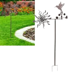 Vindspinnar Järn Kolibri Metall Väderkvarn Vindskulptur för Utomhus Gräsmatta Yard Uteplats Trädgårdsdekorationer