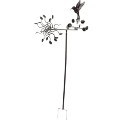 Vindspinnar Järn Kolibri Metall Väderkvarn Vindskulptur för Utomhus Gräsmatta Yard Uteplats Trädgårdsdekorationer