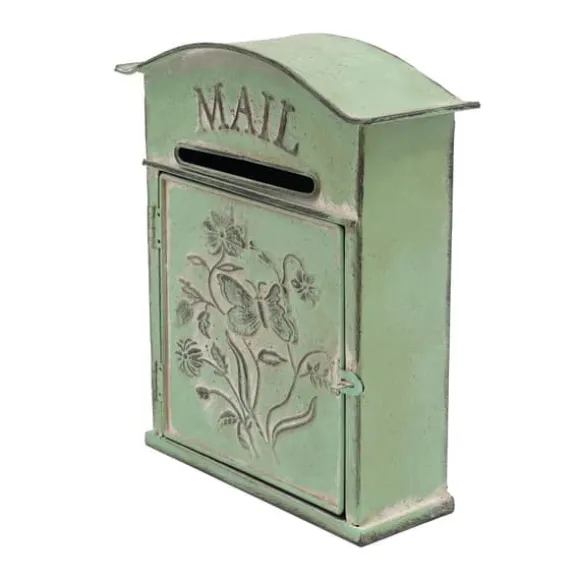Vintage Brevlåda - Väggmonterad Brevlåda - För Staket - Präglad Metall - Utomhusbruk - 27×10,5×31,2 cm - Brevinkast 9,5×1,5 cm - Grön
