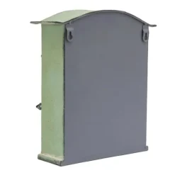 Vintage utomhusbrevlåda - Väggmonterad - Metall - Fjäril- & blommönster - Rustik - Brevinkast 19,5×1,5 cm - 27×10,5×31,2 cm - Militärgrön