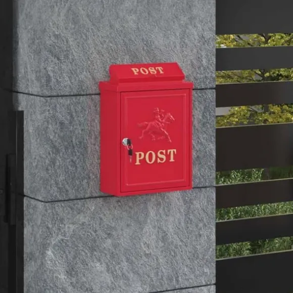 Vintage väggpostlåda - vidaXL - Röd - Gjutet aluminium - 29x13x41 cm - Korrosionsbeständig