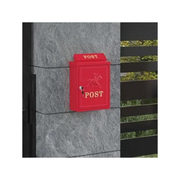 Vintage väggpostlåda - vidaXL - Röd - Gjutet aluminium - 29x13x41 cm - Korrosionsbeständig