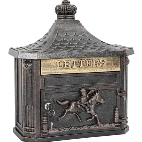 Vintage väggpostlåda - vidaXL - Brons - Gjuten aluminium - 40,5 x 15,5 x 44 cm - Vattentät - Låsbar