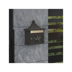 Vintage väggpostlåda - vidaXL - Brons - Gjuten aluminium - 40,5 x 15,5 x 44 cm - Vattentät - Låsbar