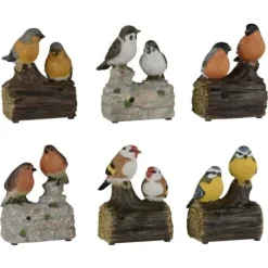 Visslande fåglar på gren - Set med flera - Plast - Brun