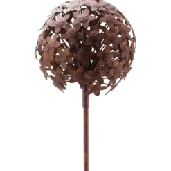 Vitlökspåke i metall för trädgården - Brun blomsterdekoration