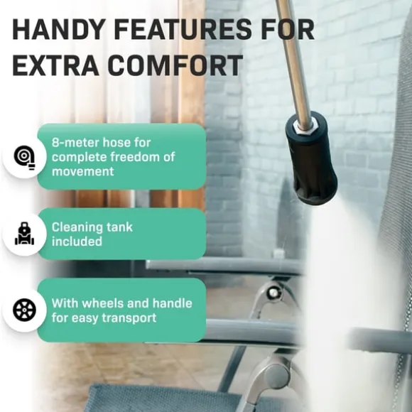 VONROC Högtryckstvätt 1800W – 140 Bar, 420 L/h, Uteplatsrengörare och Turbomunstycke, Med Diskmedelstank och Rengöringsnål