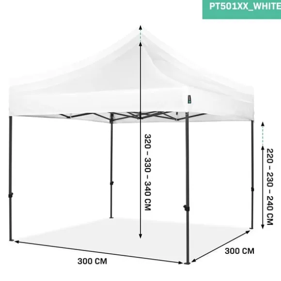 VONROC Partytält Easy-Up – 3x3 m, UV-Skydd, Vattentåligt, Enkel Montering för Trädgårdsfester och Evenemang