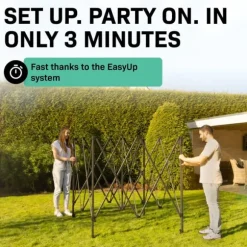 VONROC Partytält 3x3 m – Vattentätt, UV-skydd 50+ – Stålram – Hopfällbart med Förvaringsväska – Svart