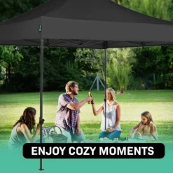 VONROC Partytält 3x3 m – Vattentätt, UV-skydd 50+ – Stålram – Hopfällbart med Förvaringsväska – Svart