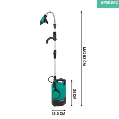 VONROC Regnvattenpump för Tunnor – 400W, 5200 L/h, Flottörbrytare & Torrkörningsskydd, 10m Kabel – Effektiv Vattenhantering för Trädgården