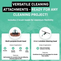 VONROC Teleskopisk tvättborste – 6.50m | Inkl. multifunktionsborste, 2-i-1 fönsterrengörare, slang och tvåldispenser