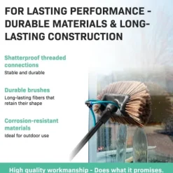 VONROC Teleskopisk tvättborste – 6.50m | Inkl. multifunktionsborste, 2-i-1 fönsterrengörare, slang och tvåldispenser