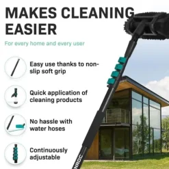 VONROC Teleskopisk tvättborste – 4,60m | Inkl. Multifunktionsborste, slang och tvåldispenser