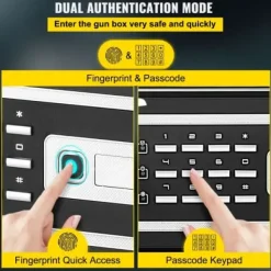 Värdeskåp, 60L brandsäkert kassaskåp med fingeravtryckslås och digital knappsats, 35x30x47 cm, svart, stål