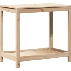 Växtbord med hylla - Planteringsbord i massiv furu | Storlek: 82,5x50x75 cm | Färg: Natur