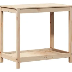 Växtbord med hylla - Planteringsbord i massiv furu | Storlek: 82,5x50x75 cm | Färg: Natur