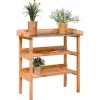 Växtbord med hylla brun 78x38x82,5 cm massivt granträ