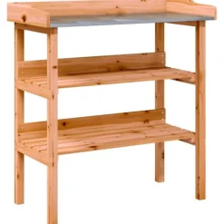 Växtbord med hylla brun 78x38x82,5 cm massivt granträ