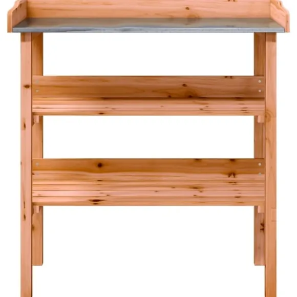 Växtbord med hylla brun 78x38x82,5 cm massivt granträ