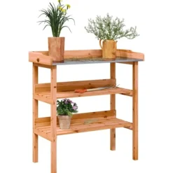 Växtbord med hylla brun 78x38x82,5 cm massivt granträ