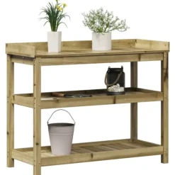 Växtbord med hyllor i impregnerad furu 108x45x86,5 cm | Färg: Natur | Storlek: 108x45x86,5 cm