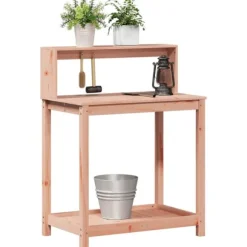 Växtbord med hyllor i massivt douglasträ - Planteringsbord | Storlek: 82,5x50x109,5 cm | Färg: Natur