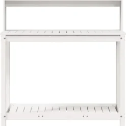 Växtbord med hyllor i massiv furu - Planteringsbord | Färg: Vit | Storlek: 108x50x109,5 cm