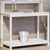 Växtbord med hyllor vit 108x50x109,5 cm massiv furu