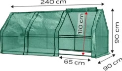 VÄXTHUS 240*90*90 CM, PE-FOLIE 135G, METALLKONSTRUKTION - T N15-912