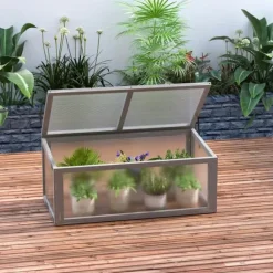 Växthus för odlingsbädd, 90x46x40 cm, Grå
