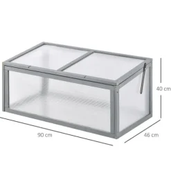 Växthus för odlingsbädd, 90x46x40 cm, Grå